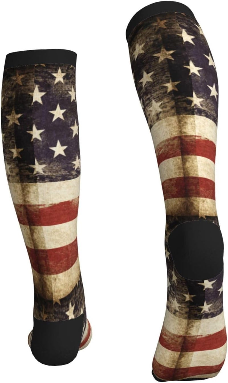 Figtihw Tie Dye Compression Socks Knee High Support Socks For Women Men Running Athletic Hiking - Image 4